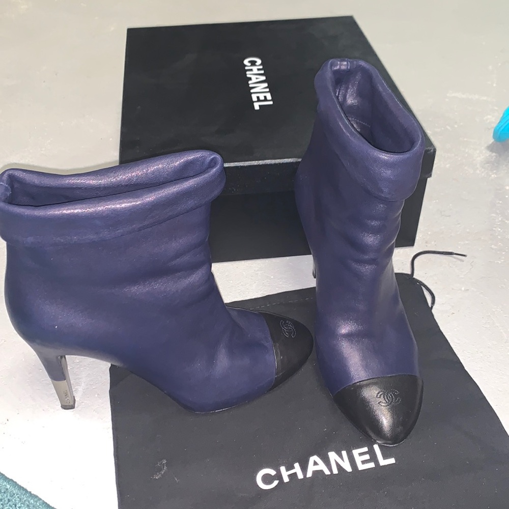 Chanel blue booties